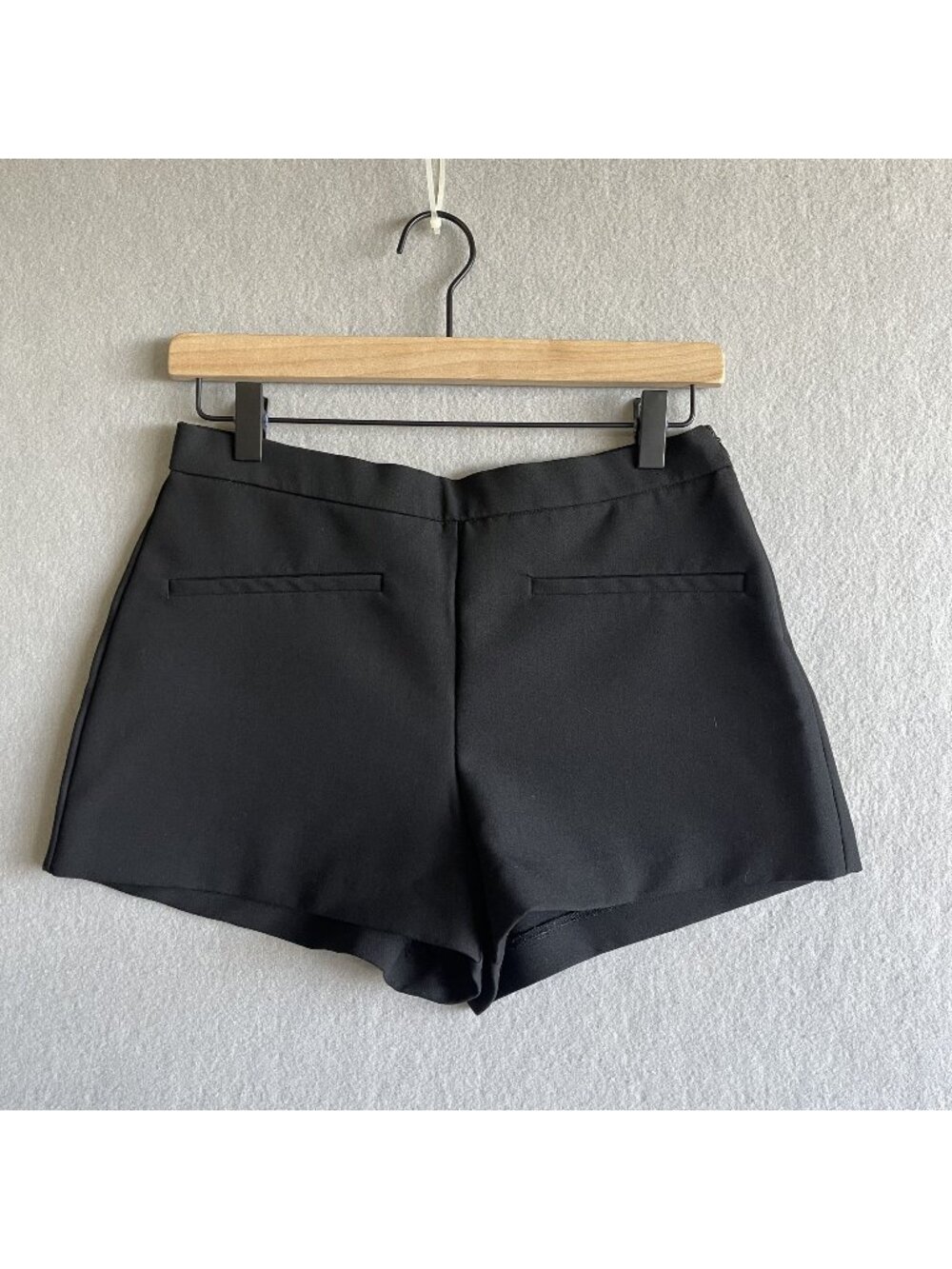 Zara High-Waisted Black Tailored Shorts With Side Zipper Faux Back Pockets XS